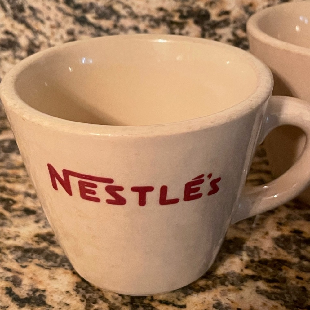 3 Vintage Nestles China Mug Inca Ware Shenango New Castle PA VTG Hot Cocoa Cup